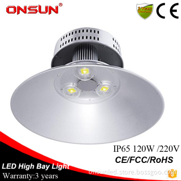 High quality 3-year warranty IP65 warehouse industrial 120w led high bay light